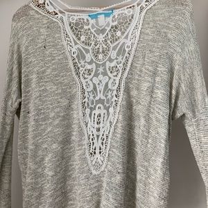 Francesca’s Lace Design Tan Sweater